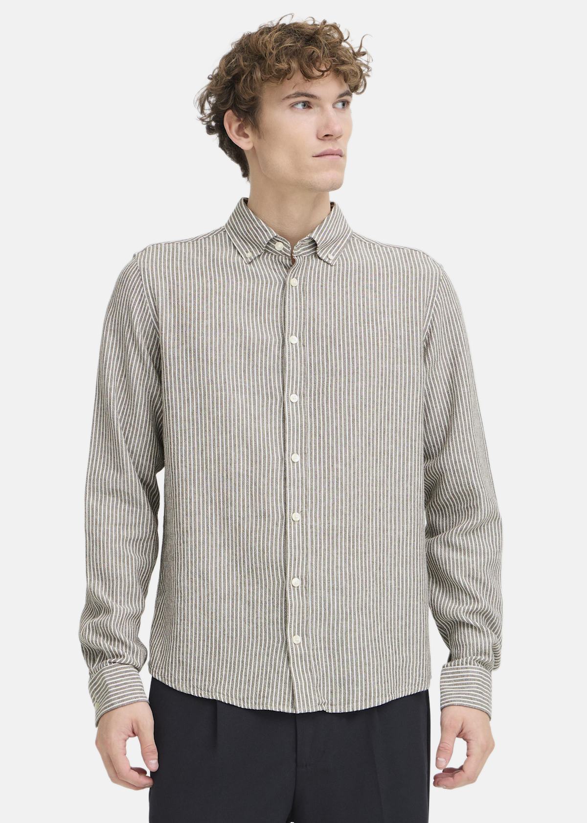 CFHANES LINEN MIX LS SHIRT